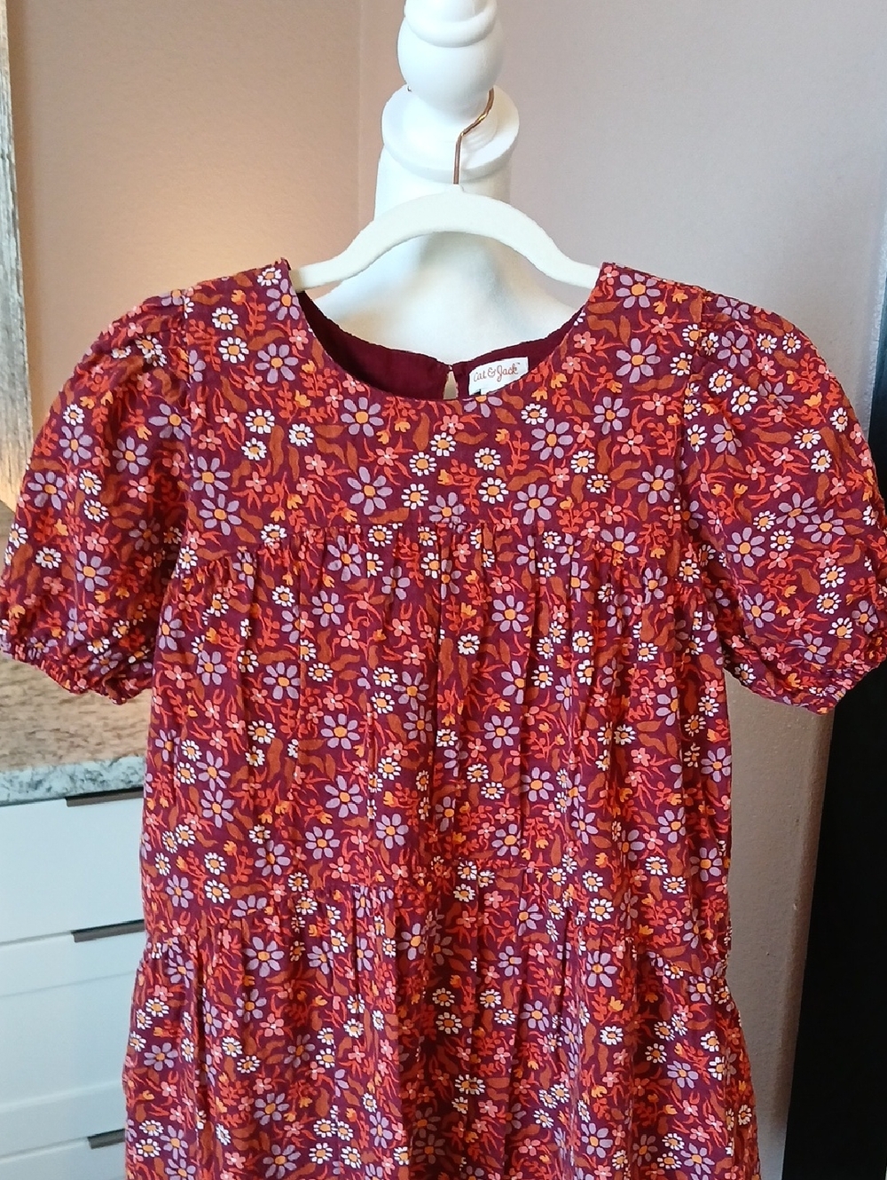 Cat & Jack Floral Dress Girls XL (14) Cottagecore Cotton Blend Daisies - Picture 2 of 5